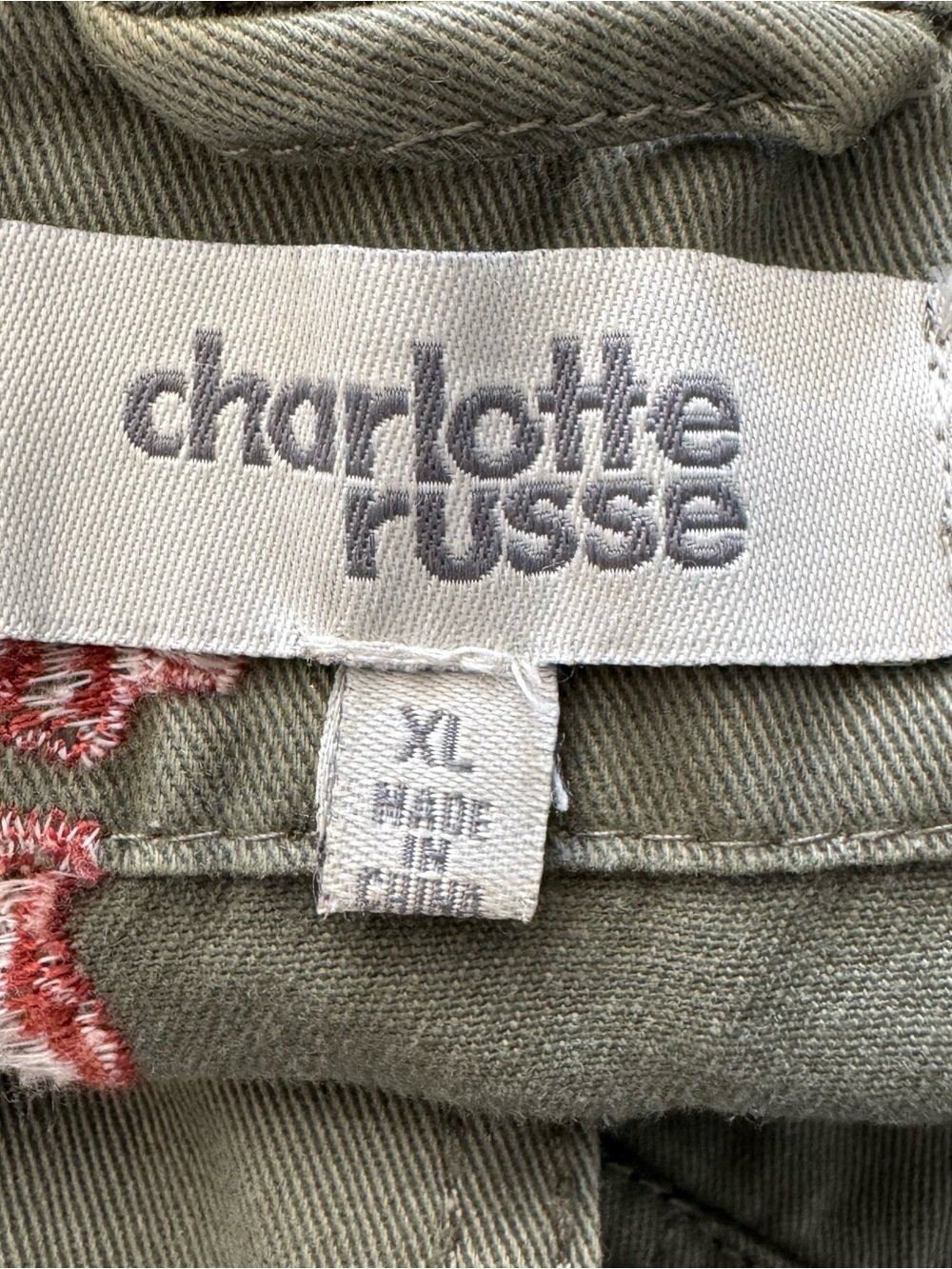 Charlotte Russe Floral Embroidered Utility Vest L Olive Green Y2K - Picture 8 of 12